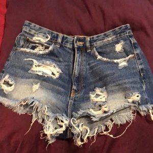 Zara distressed jean shorts